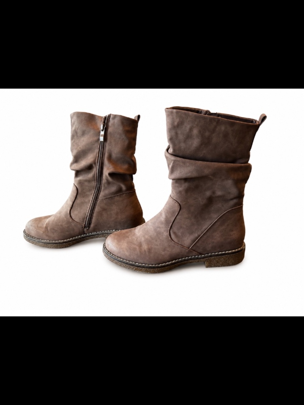 Dream Pairs Women’s Brown Mid-Calf Slouch Boots Size 9 Faux Suede Side Zip
